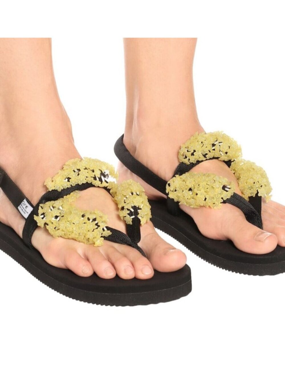 Cecilie Bahnsen x Suicoke Kat Sandal Black Yellow Floral Beaded Women’s US 10